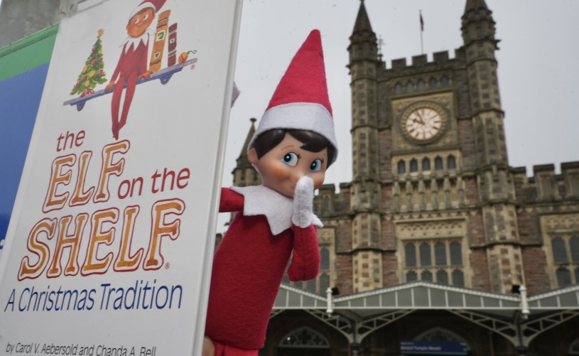 Elf on the Shelf outside Temple Meads